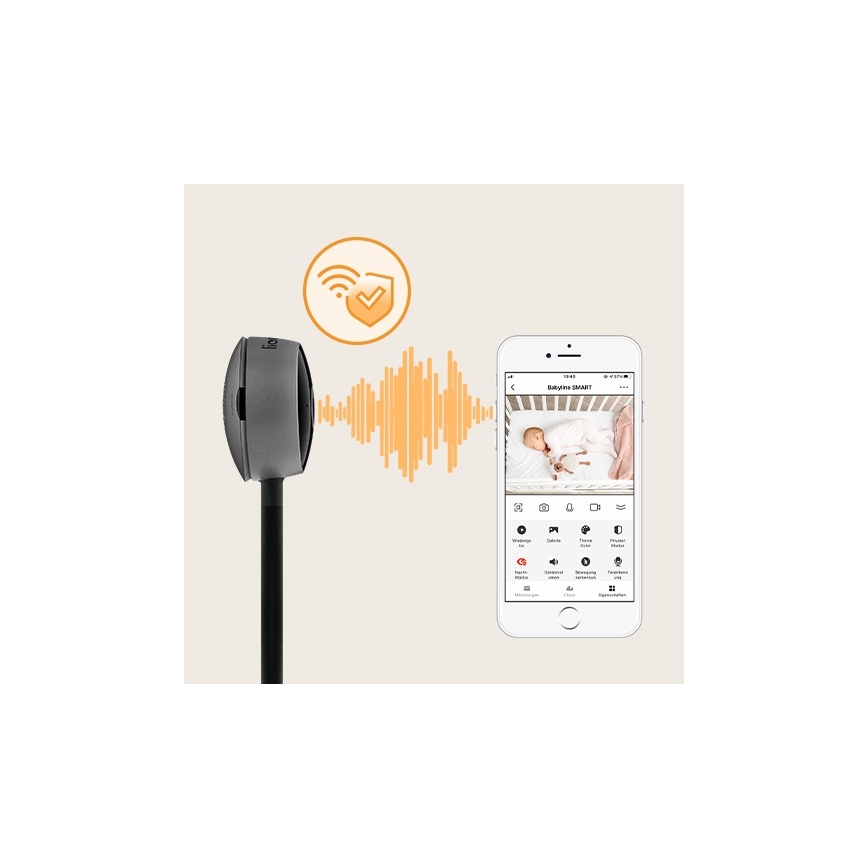 Lionelo - Умна бебешка видеоняня BABYLINE SMART Wi-Fi черна