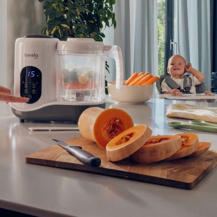 Lionelo - Уред за готвене на пара 5в1 BABYMENU 110W/230V бял/сив