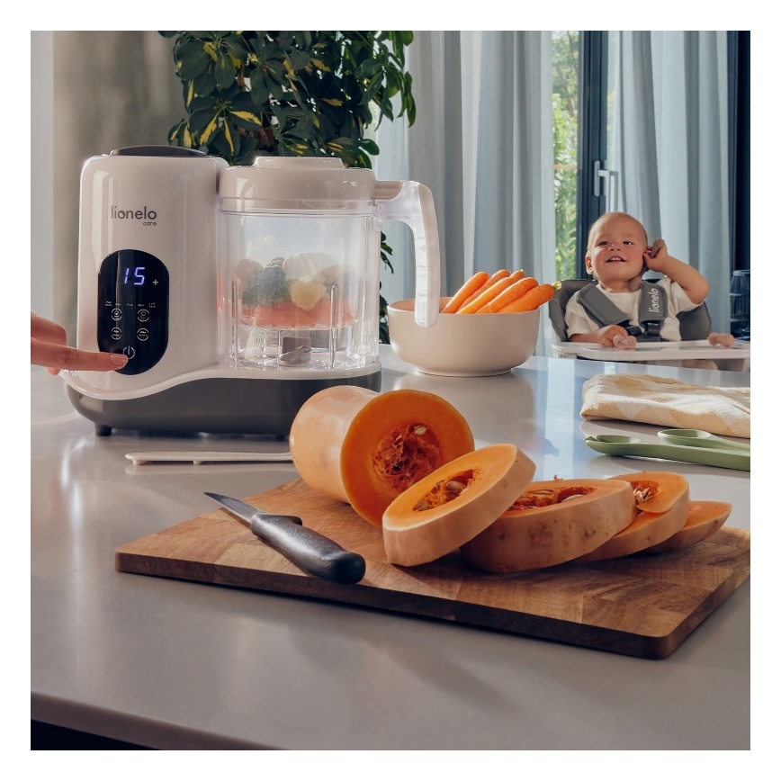 Lionelo - Уред за готвене на пара 5в1 BABYMENU 110W/230V бял/сив