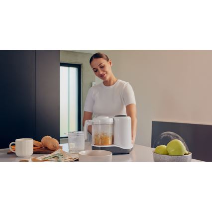 Lionelo - Уред за готвене на пара 5в1 BABYMENU 110W/230V бял/сив