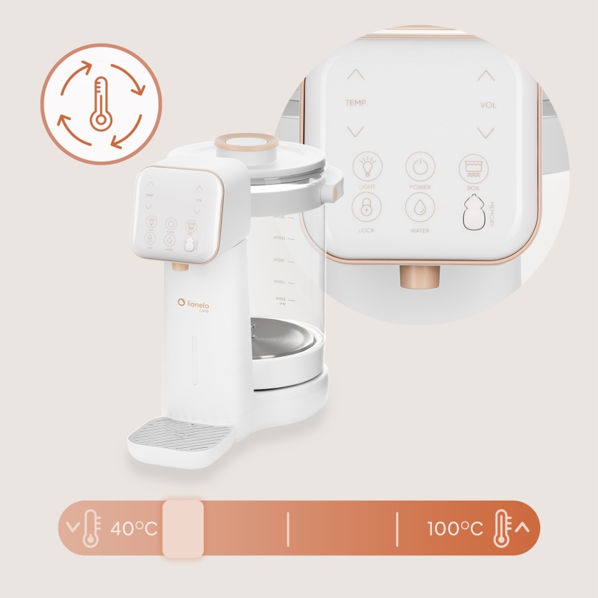 Lionelo - Уред за приготвяне на бебешко мляко BABYPRESTO 2.0 1200W/230V бял