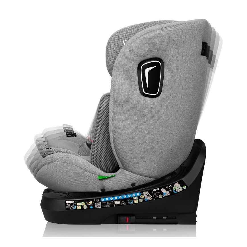 Lionelo - Въртящо се автокресло с база BRAVE i-Size 40-150 см Grey Stone