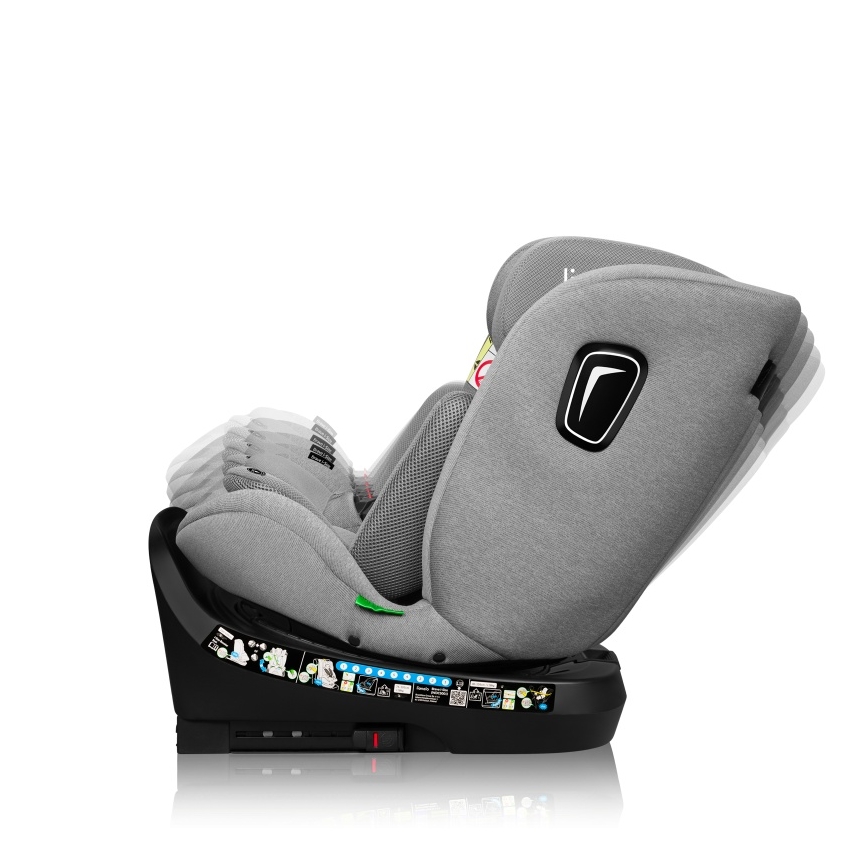 Lionelo - Въртящо се автокресло с база BRAVE i-Size 40-150 см Grey Stone