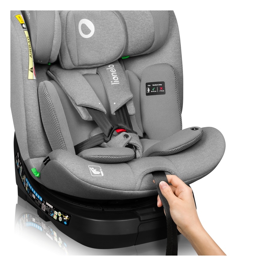 Lionelo - Въртящо се автокресло с база BRAVE i-Size 40-150 см Grey Stone