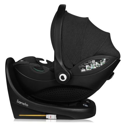 Lionelo - Въртящо се детско столче за кола с основа MOXIE SET i-Size 40-87 см черен карбон