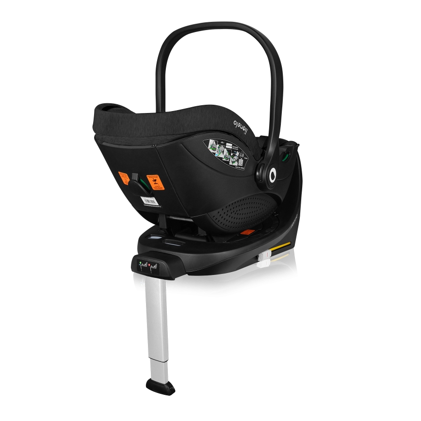 Lionelo - Въртящо се детско столче за кола с основа MOXIE SET i-Size 40-87 см черен карбон