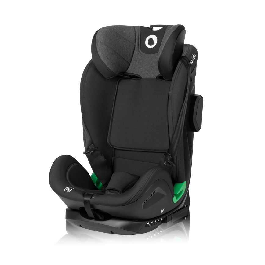 Lionelo - Въртящо се детско столче за кола с база HARPER i-Size 76–150 см, черен карбон