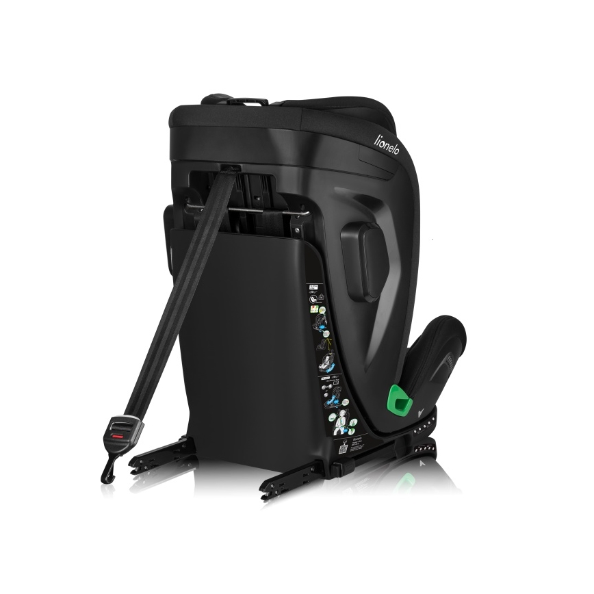 Lionelo - Въртящо се детско столче за кола с база HARPER i-Size 76–150 см, черен карбон