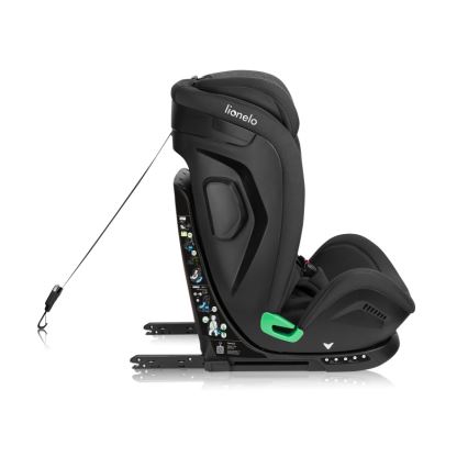 Lionelo - Въртящо се детско столче за кола с база HARPER i-Size 76–150 см, черен карбон