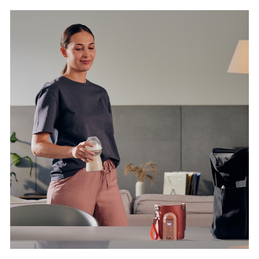 Lionelo - Зареждащ се подгрявач за бебешки шишета THERMUP GO EVO 18W/5V розов