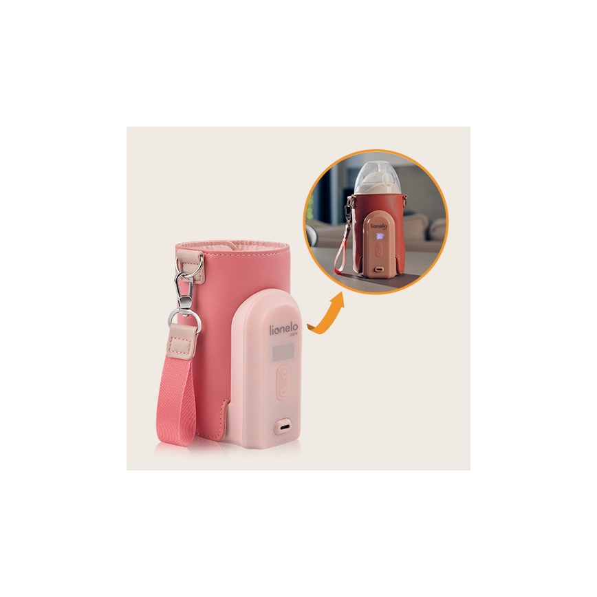 Lionelo - Зареждащ се подгрявач за бебешки шишета THERMUP GO EVO 18W/5V розов