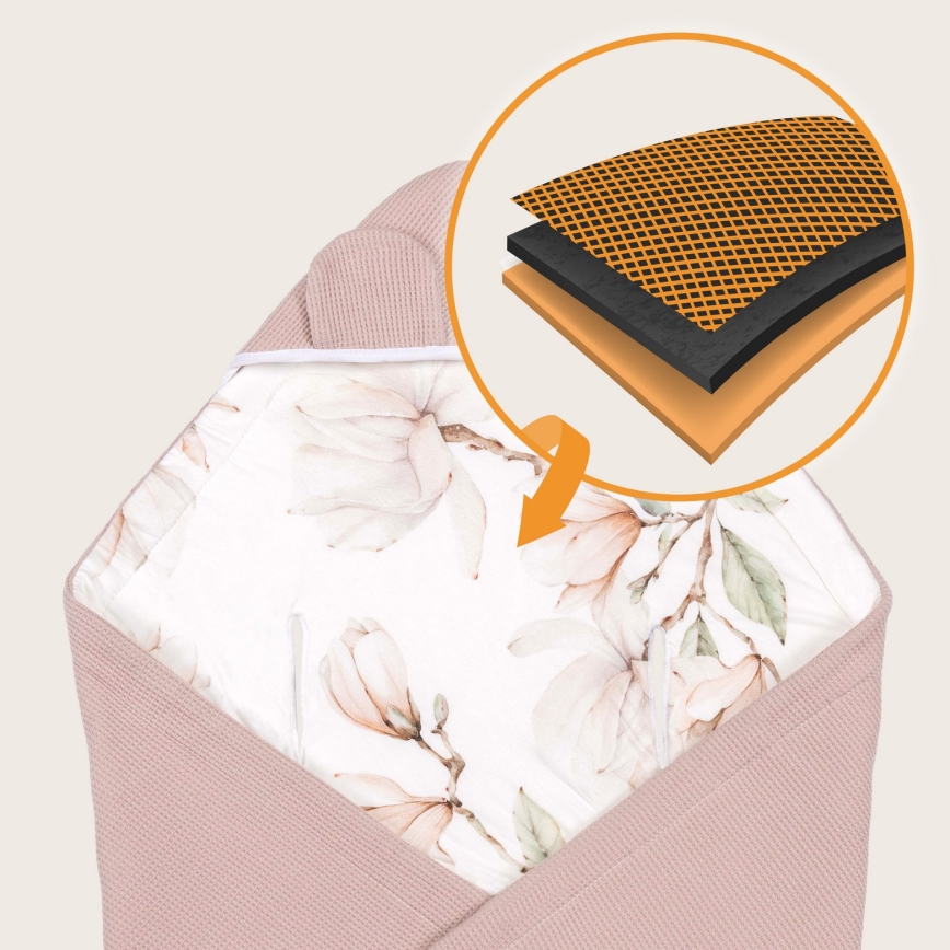 Lionelo - Завивка за автокресло TRAVEL SWADDLE 90x90 cm бежова магнолия