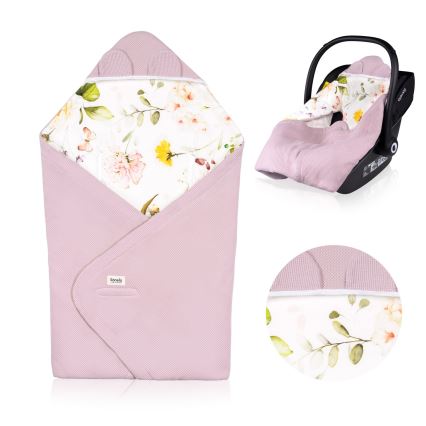 Lionelo - Завивка за автокресло TRAVEL SWADDLE 90x90 см Розови цветя