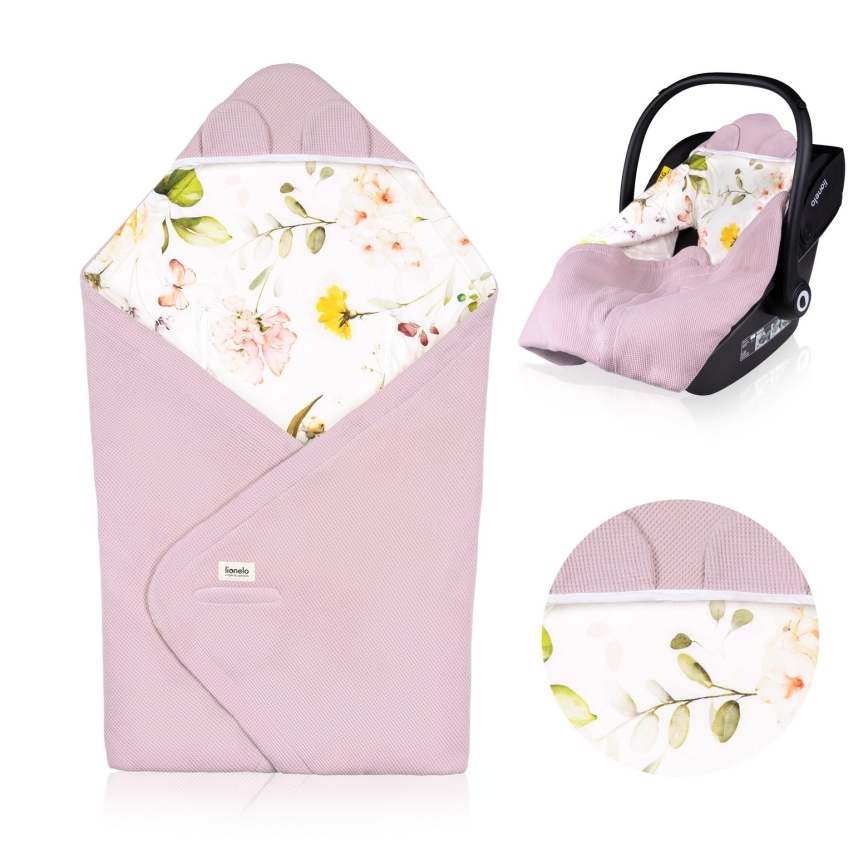 Lionelo - Завивка за автокресло TRAVEL SWADDLE 90x90 см Розови цветя