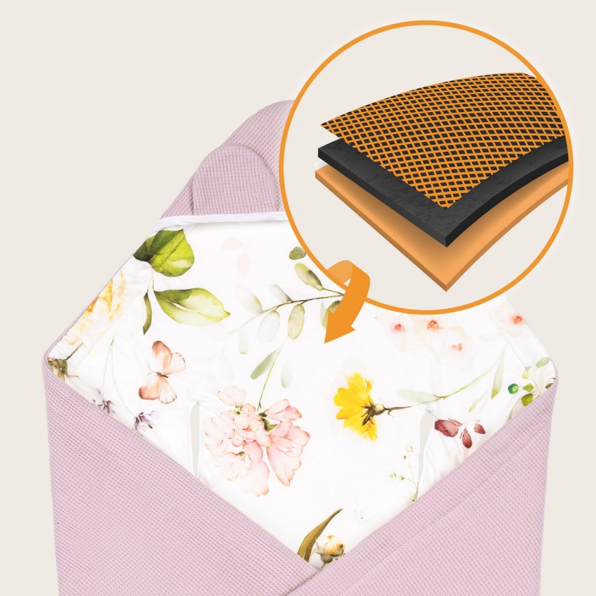 Lionelo - Завивка за автокресло TRAVEL SWADDLE 90x90 см Розови цветя