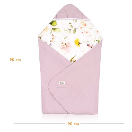 Lionelo - Завивка за автокресло TRAVEL SWADDLE 90x90 см Розови цветя