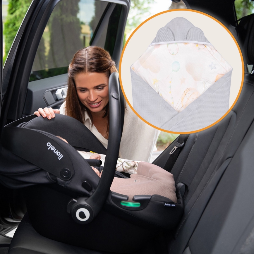 Lionelo - Завивка за столче за кола TRAVEL SWADDLE 90 x 90 см Grey Baloon