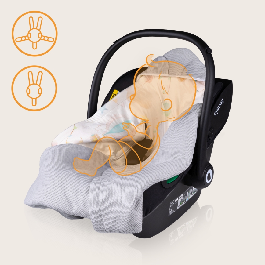 Lionelo - Завивка за столче за кола TRAVEL SWADDLE 90 x 90 см Grey Baloon