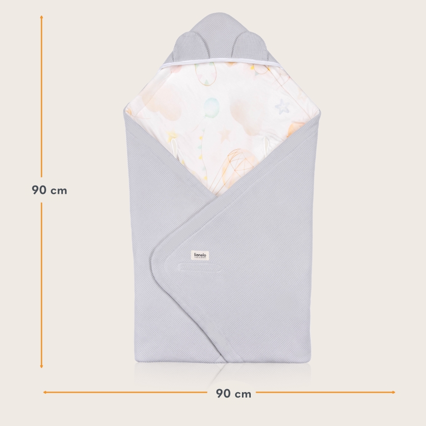 Lionelo - Завивка за столче за кола TRAVEL SWADDLE 90 x 90 см Grey Baloon