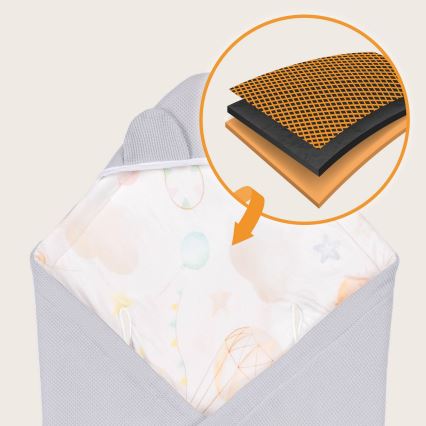 Lionelo - Завивка за столче за кола TRAVEL SWADDLE 90x90 cm Сив Балон