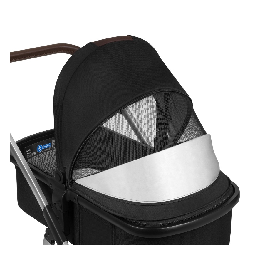 Lionelo - Комбинирана бебешка количка 3 в 1 AMBER, черна/сребриста