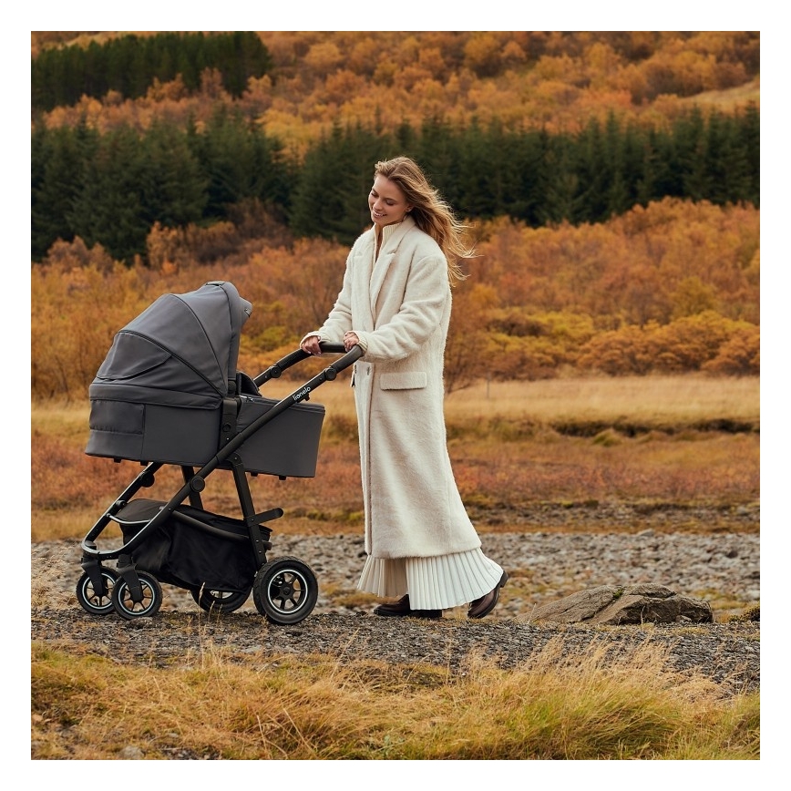 Lionelo - Комбинирана бебешка количка 3 в 1 AMBER PLUS Сив графит