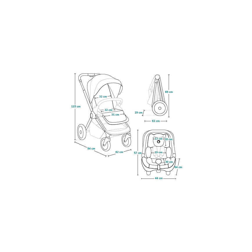 Lionelo - Комбинирана бебешка количка 3 в 1 LAYLA Черен Оникс