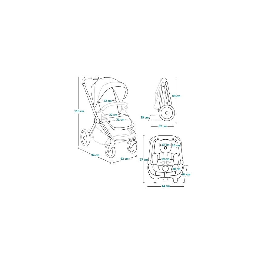 Lionelo - Комбинирана бебешка количка 3 в 1 LAYLA Green Forest