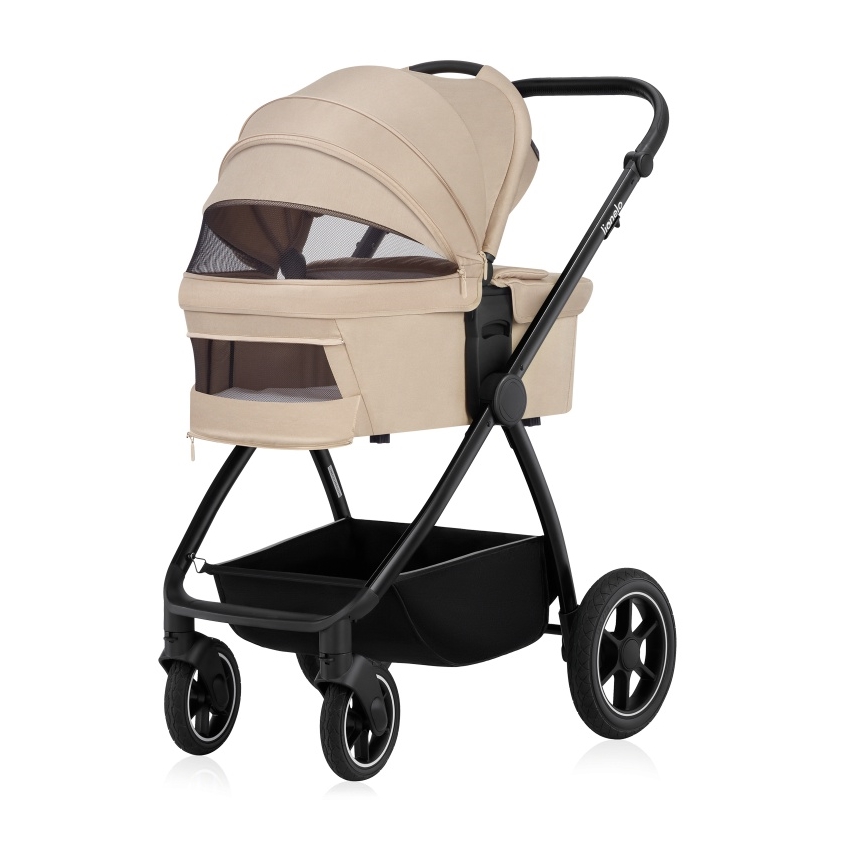 Lionelo - Комбинирана бебешка количка 3 в 1 MERIL Beige Sand