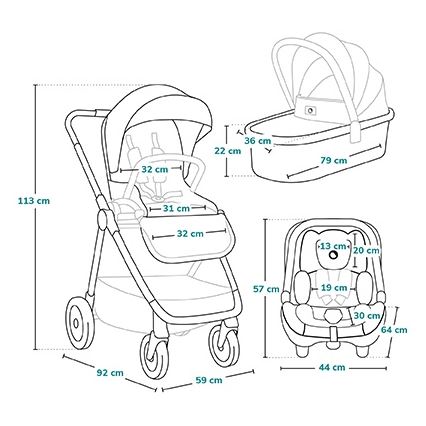 Lionelo - Комбинирана бебешка количка 3 в 1 MERIL Beige Sand