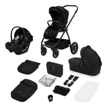 Lionelo - Комбинирана бебешка количка 3 в 1 MERIL Black Onyx