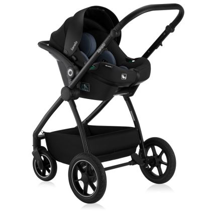 Lionelo - Комбинирана бебешка количка 3 в 1 MERIL Black Onyx