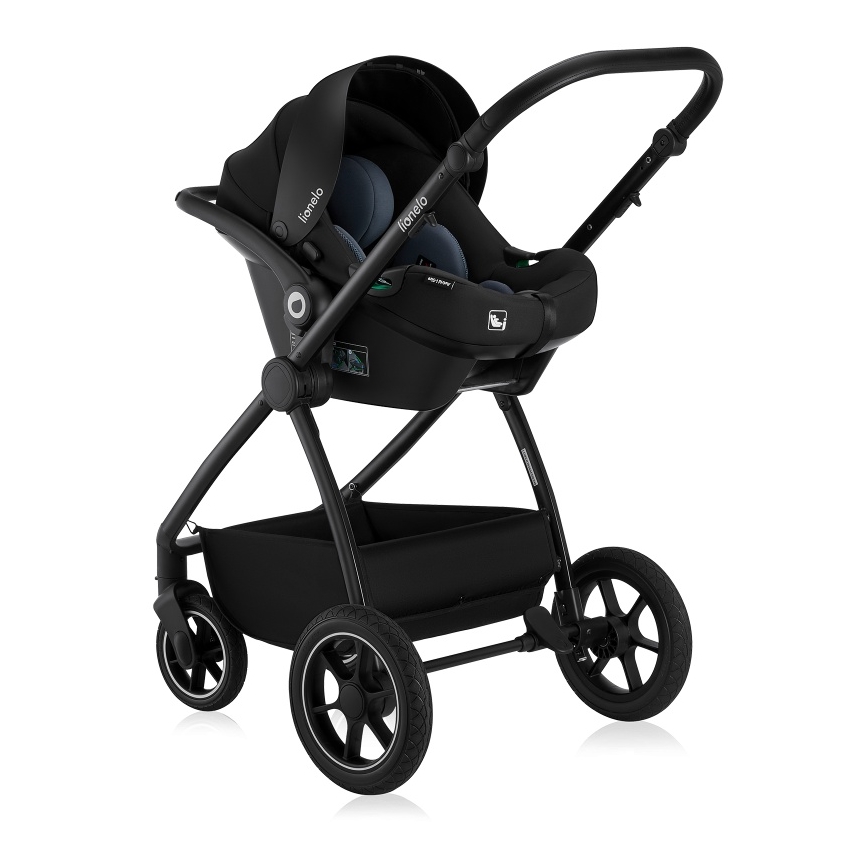 Lionelo - Комбинирана бебешка количка 3 в 1 MERIL Black Onyx