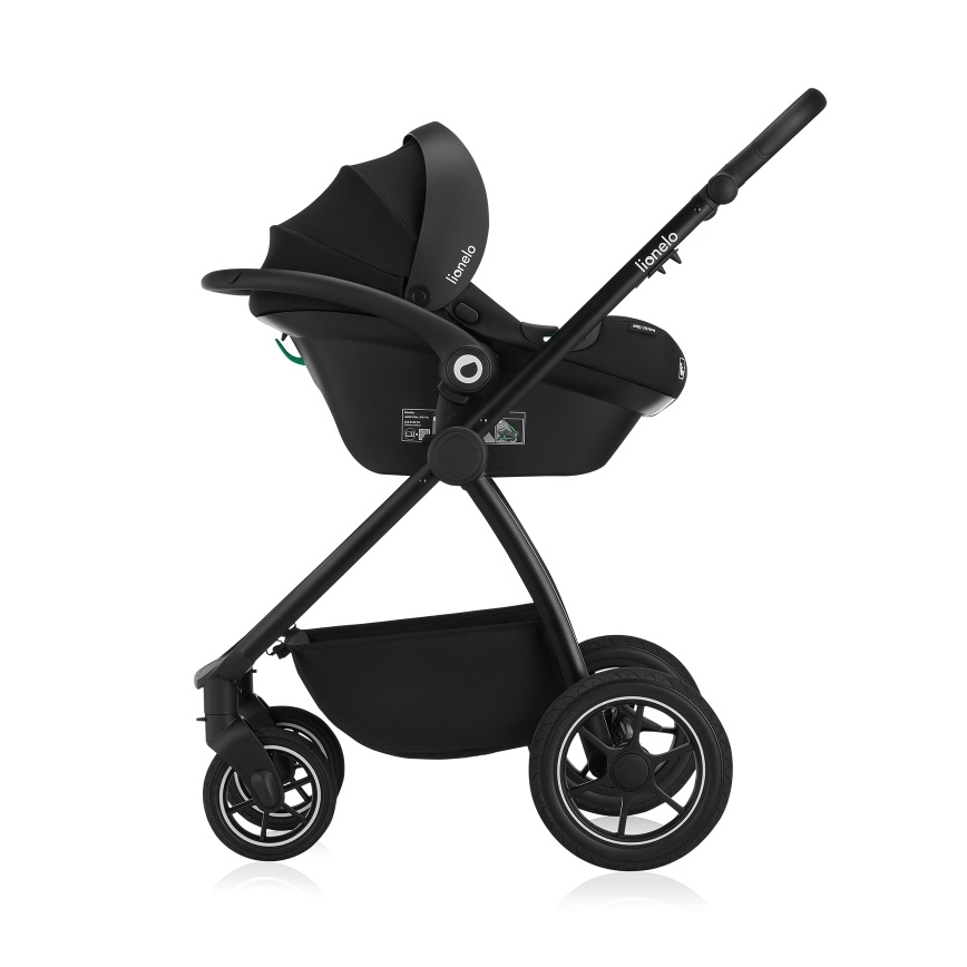 Lionelo - Комбинирана бебешка количка 3 в 1 MERIL Black Onyx