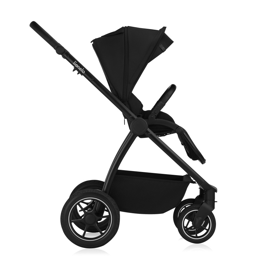 Lionelo - Комбинирана бебешка количка 3 в 1 MERIL Black Onyx