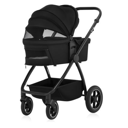 Lionelo - Комбинирана бебешка количка 3 в 1 MERIL Black Onyx