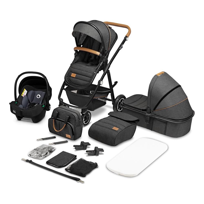 Lionelo - Комбинирана детска количка 3 в 1 AMBER Grey Graphite