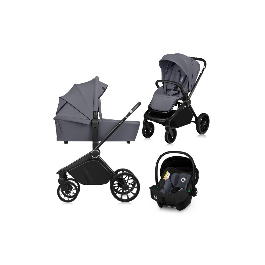 Lionelo - Комбинирана количка 3в1 MIKA PLUS Grey Stone