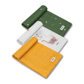 Lionelo - Комплект от 3 бамбукови пелени BAMBOO SET 70x70 см Dino