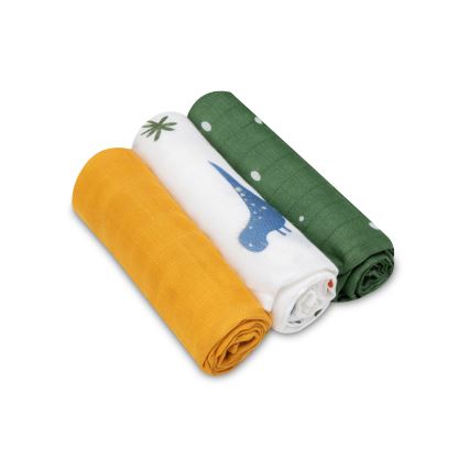 Lionelo - Комплект от 3 бамбукови пелени BAMBOO SET 70x70 см Dino