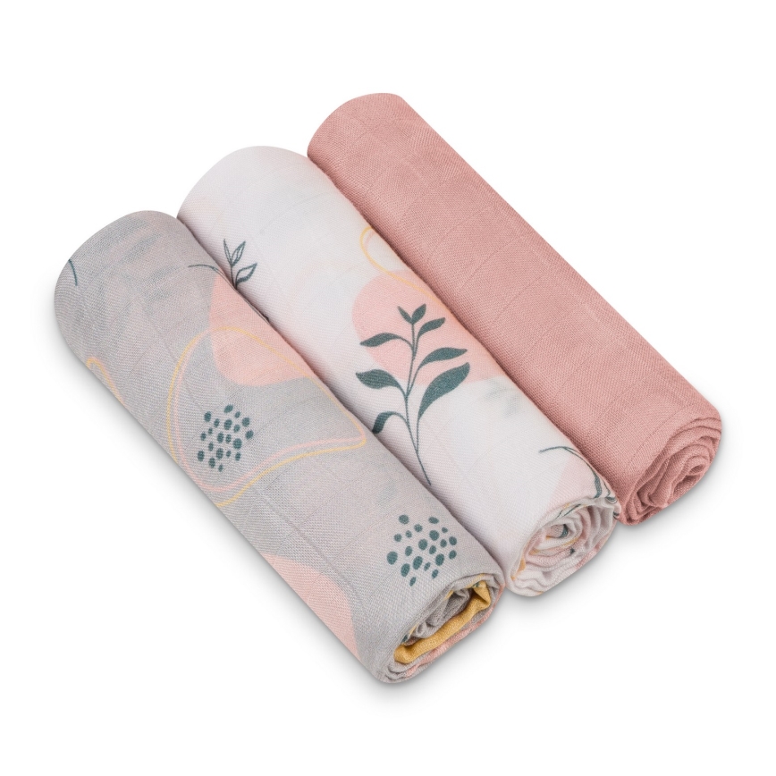 Lionelo - Комплект от 3 бамбукови пелени BAMBOO SET 70x70 см Leaf