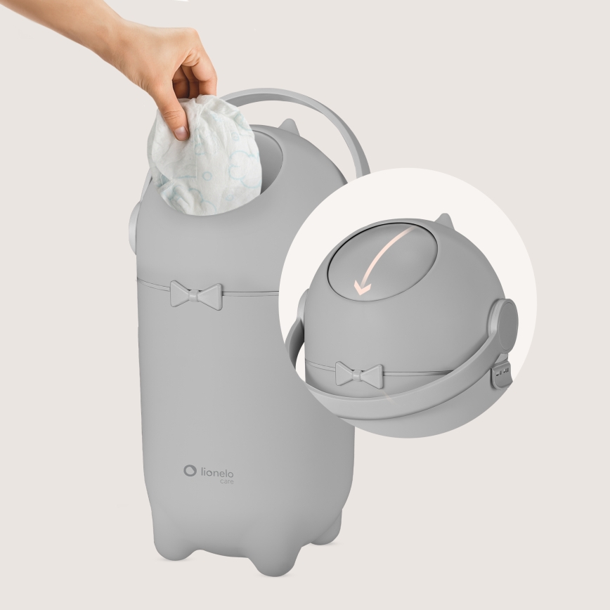 Lionelo - Кош за памперси PUREBIN 10 л, сив