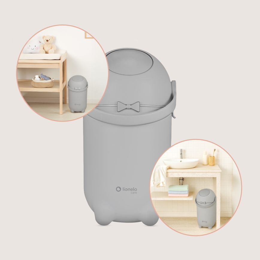 Lionelo - Кош за памперси PUREBIN 10 л, сив