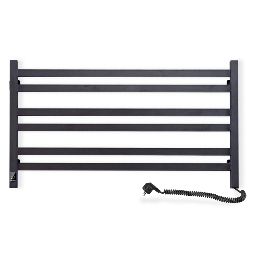 Банен сушилник за кърпи с термостат AVANGARD 316W/230V, 50,6 cm, IP44, черен, десен, с квадратни профили