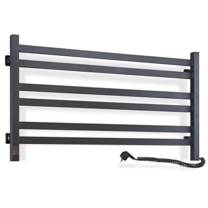 Банен сушилник за кърпи с термостат AVANGARD 316W/230V, 50,6 cm, IP44, черен, десен, с квадратни профили