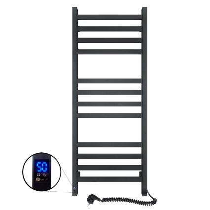 Лира за баня с термостат AVANGARD 459W/230V 120,6 cm IP44 черна, дясна, с квадратни профили