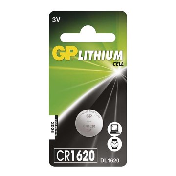 Литиева батерия плоска CR1620 GP LITHIUM 3V/75 mAh