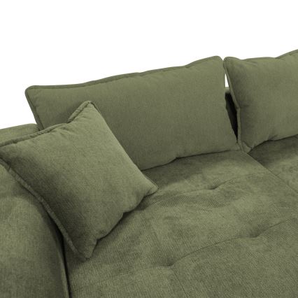 Ляв ъглов разтегателен диван LAGOA с място за съхранение, зелен