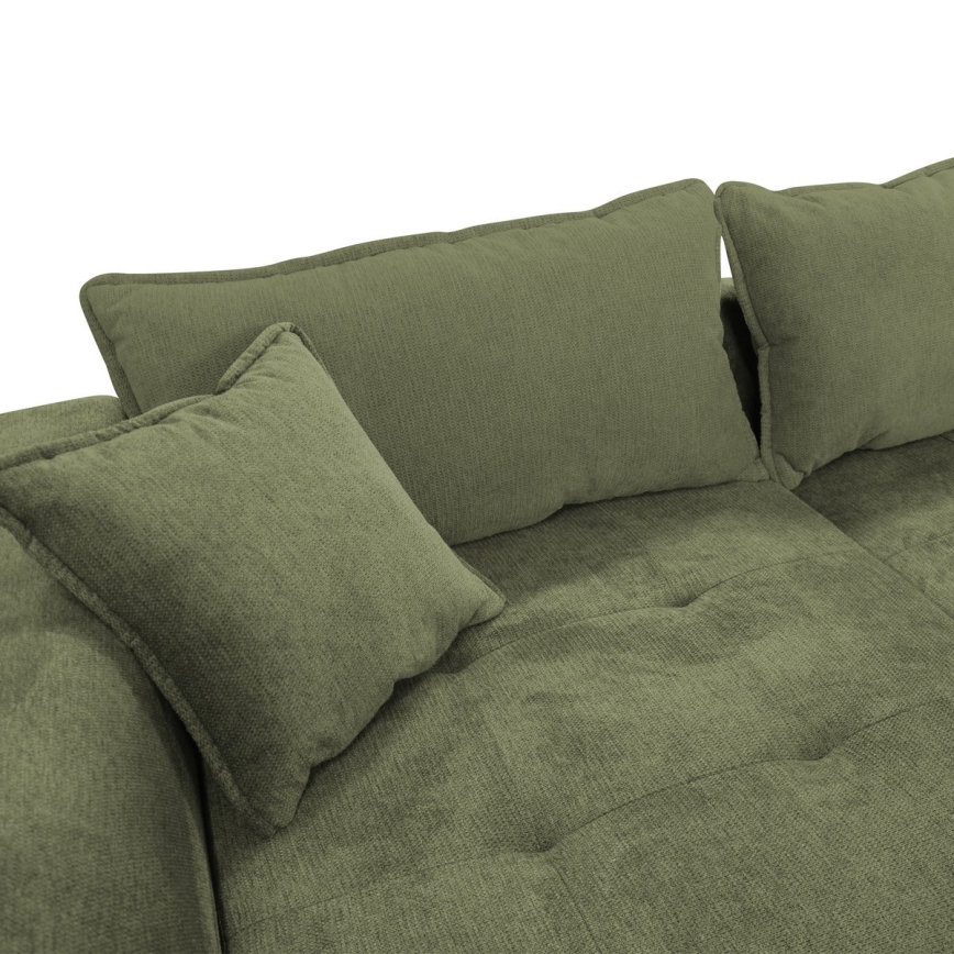 Ляв ъглов разтегателен диван LAGOA с място за съхранение, зелен