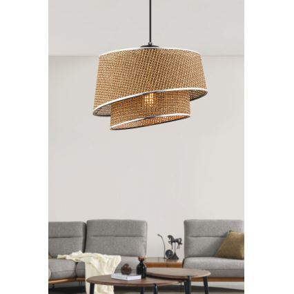 Люстра BARETTE 1xE27/60W/230V кафяво/лъскав хром